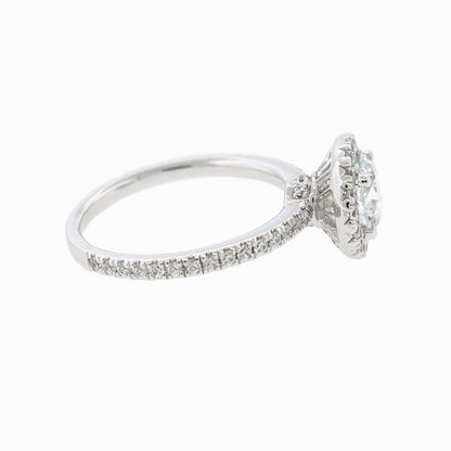 1.0 CT Round Halo CVD F/VS2 Diamond Engagement Ring