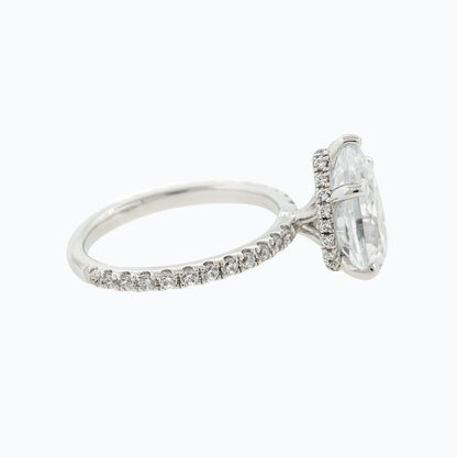 3.0 CT Pear Hidden Halo CVD F/VS2 Diamond Engagement Ring