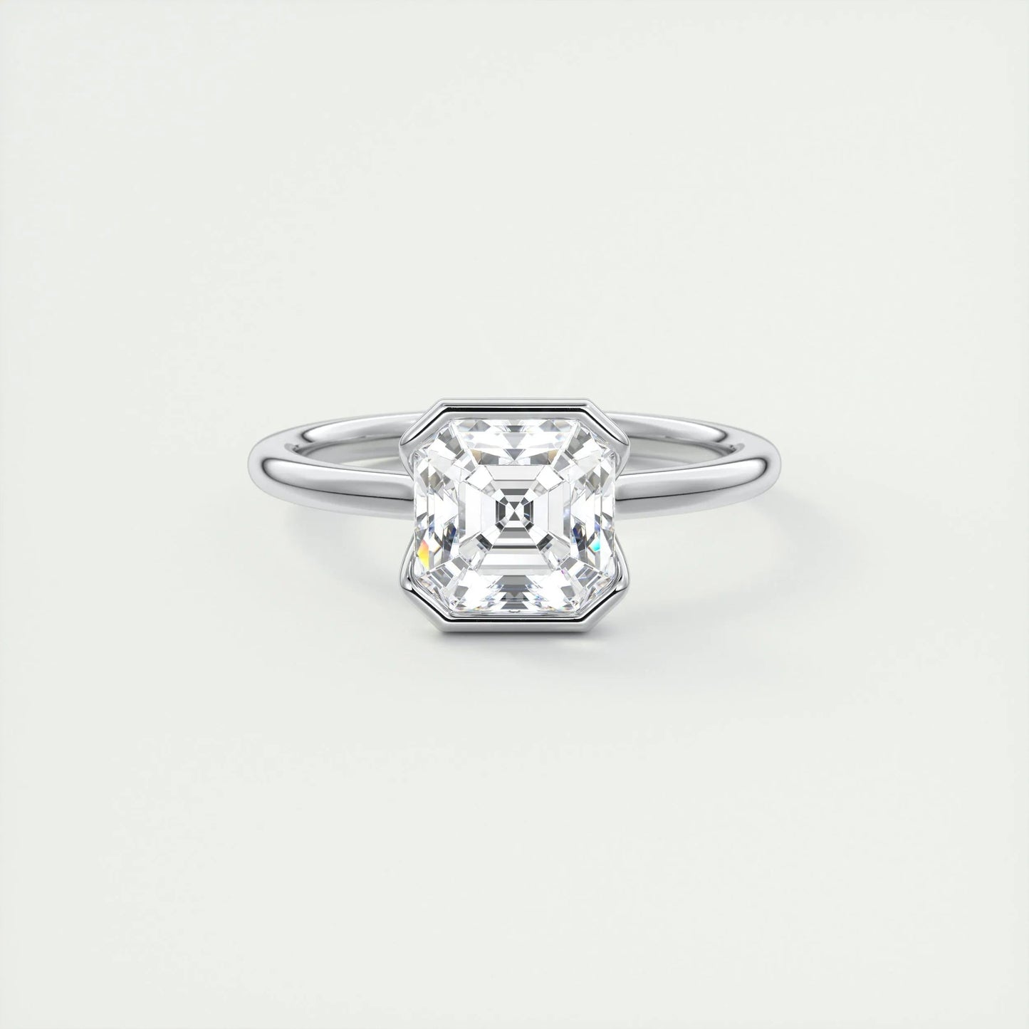 2 CT Asscher Half Bezel CVD F/VS1 Diamond Engagement Ring