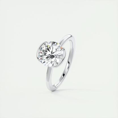 2 CT Round Half Bezel CVD F/VS1 Diamond Engagement Ring