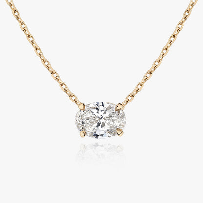 0.25 CT-1.0 CT Oval Solitaire CVD F/VS Diamond Necklace