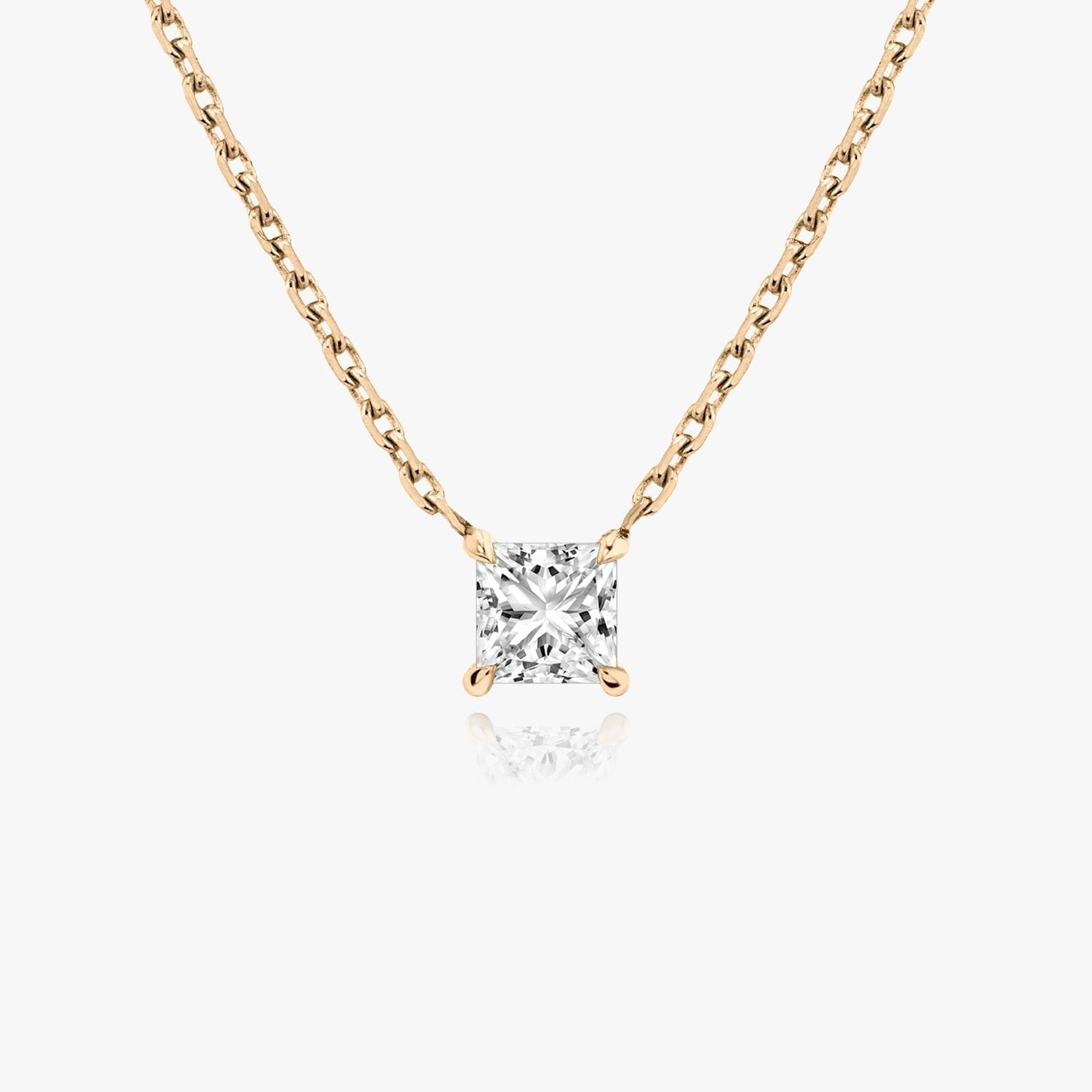 0.25 CT-1.0 CT Princess Solitaire CVD F/VS Diamond Necklace