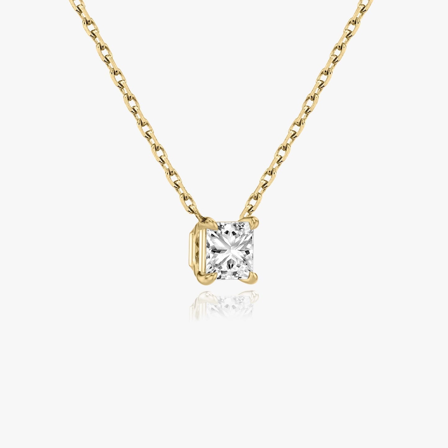 0.25 CT-1.0 CT Princess Solitaire CVD F/VS Diamond Necklace