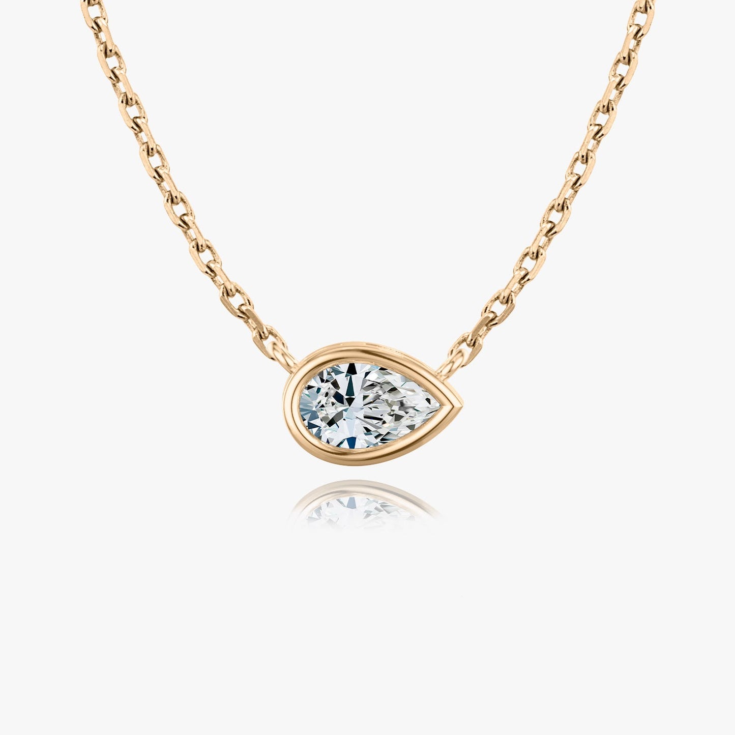 0.25 CT-1.0 CT Pear Bezel Solitaire CVD F/VS Diamond Necklace