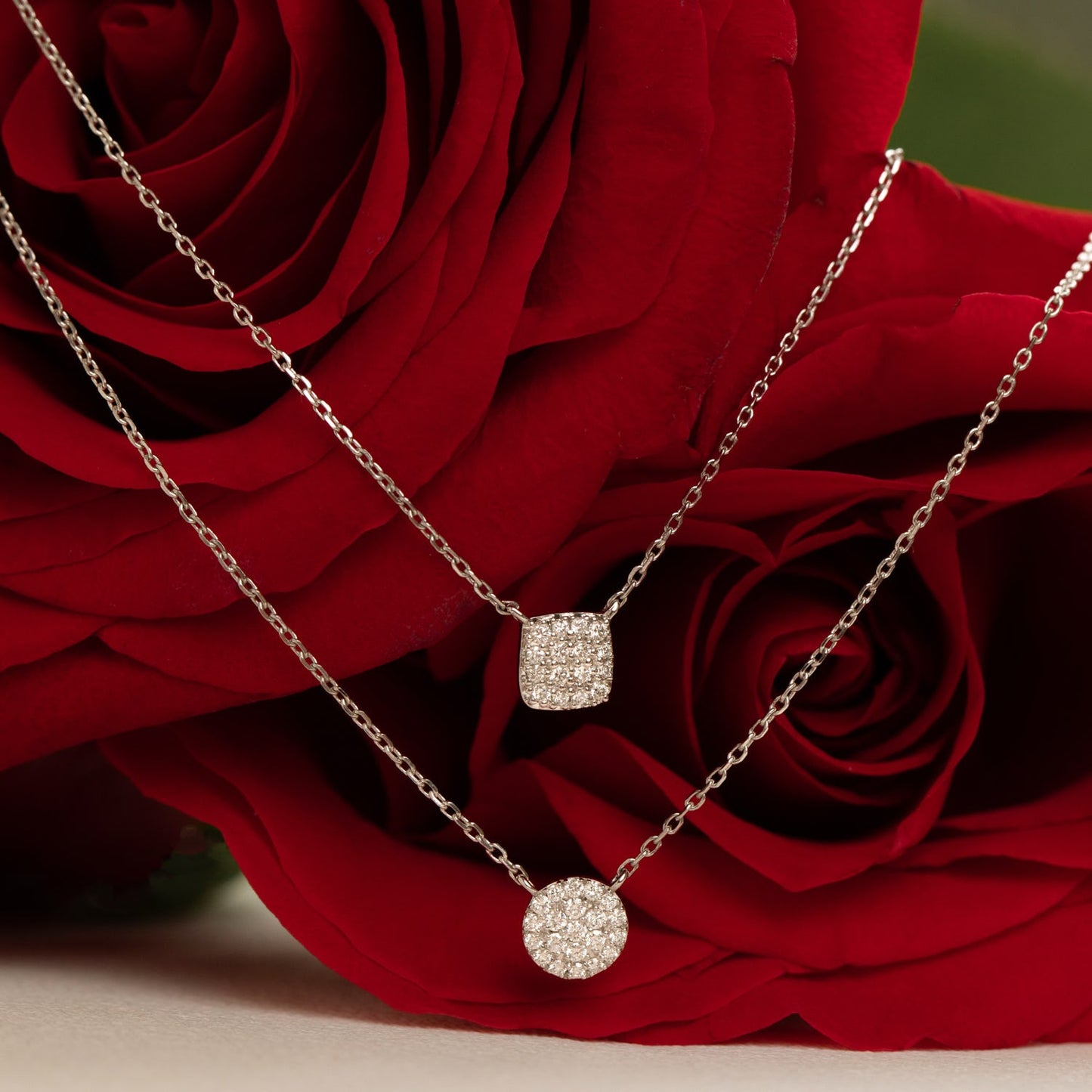 0.10 TCW Round CVD F/VS Diamond Necklace