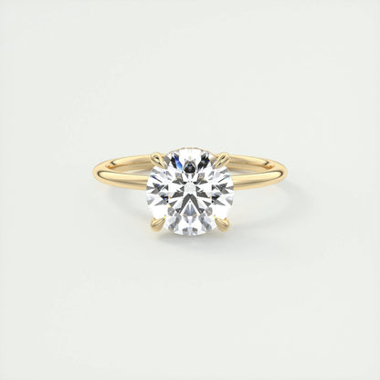 2 CT Round Hidden Halo CVD F/VS1 Diamond Engagement Ring