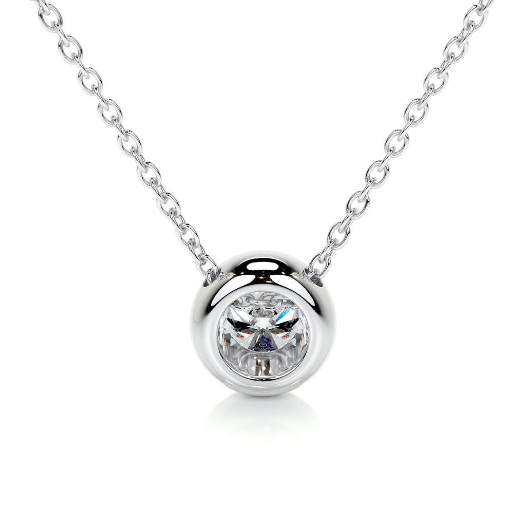 1.0 CT Round Bezel Solitaire CVD F/VS Diamond Necklace