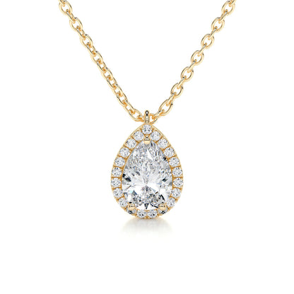 1.50 CT Pear Halo CVD F/VS Diamond Necklace