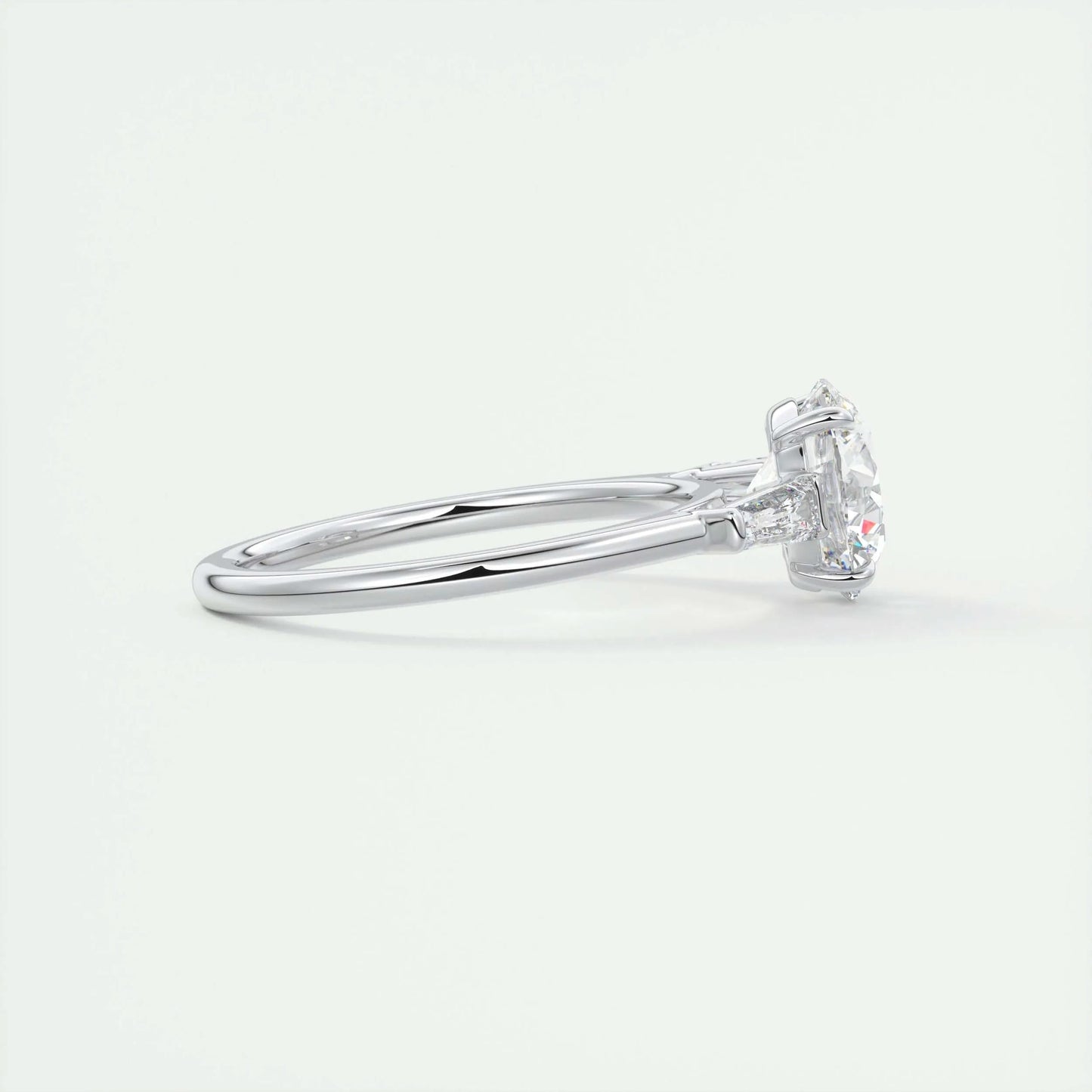 2 CT Round Three Stone CVD F/VS1 Diamond Engagement Ring