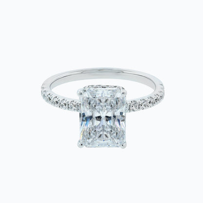 3.0 CT Radiant Hidden Halo CVD F/VS2 Diamond Engagement Ring