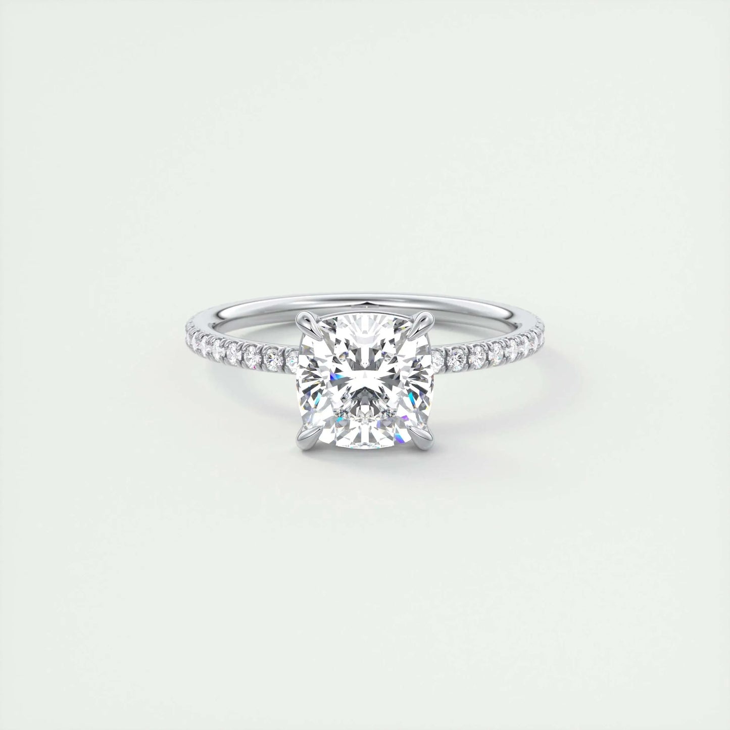 2 CT Cushion Solitaire CVD F/VS1 Diamond Engagement Ring