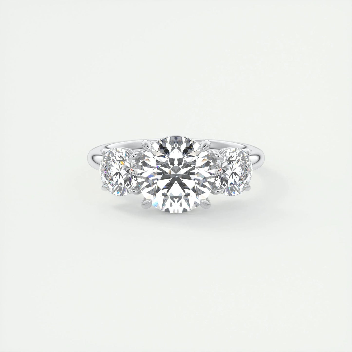 2 CT Round Three Stone CVD F/VS1 Diamond Engagement Ring