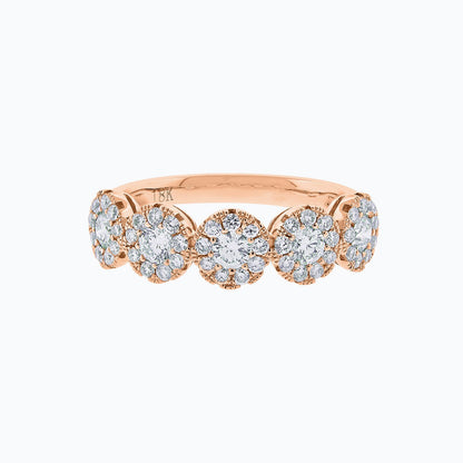 0.93 CT Round Halo Style CVD EF/VS1 Diamond Wedding Band