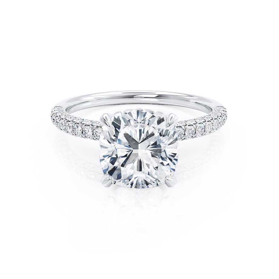 1.0 CT Cushion Hidden Halo CVD F/VVS2 Diamond Engagement Ring