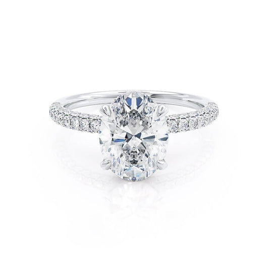 4.20 CT Oval Hidden Halo CVD G/VS2 Diamond Engagement Ring