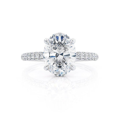 4.20 CT Oval Hidden Halo CVD F/VS2 Diamond Engagement Ring