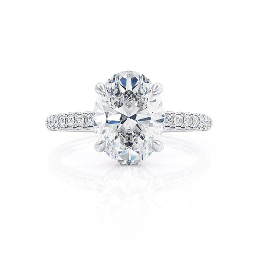 4.20 CT Oval Hidden Halo CVD F/VS2 Diamond Engagement Ring