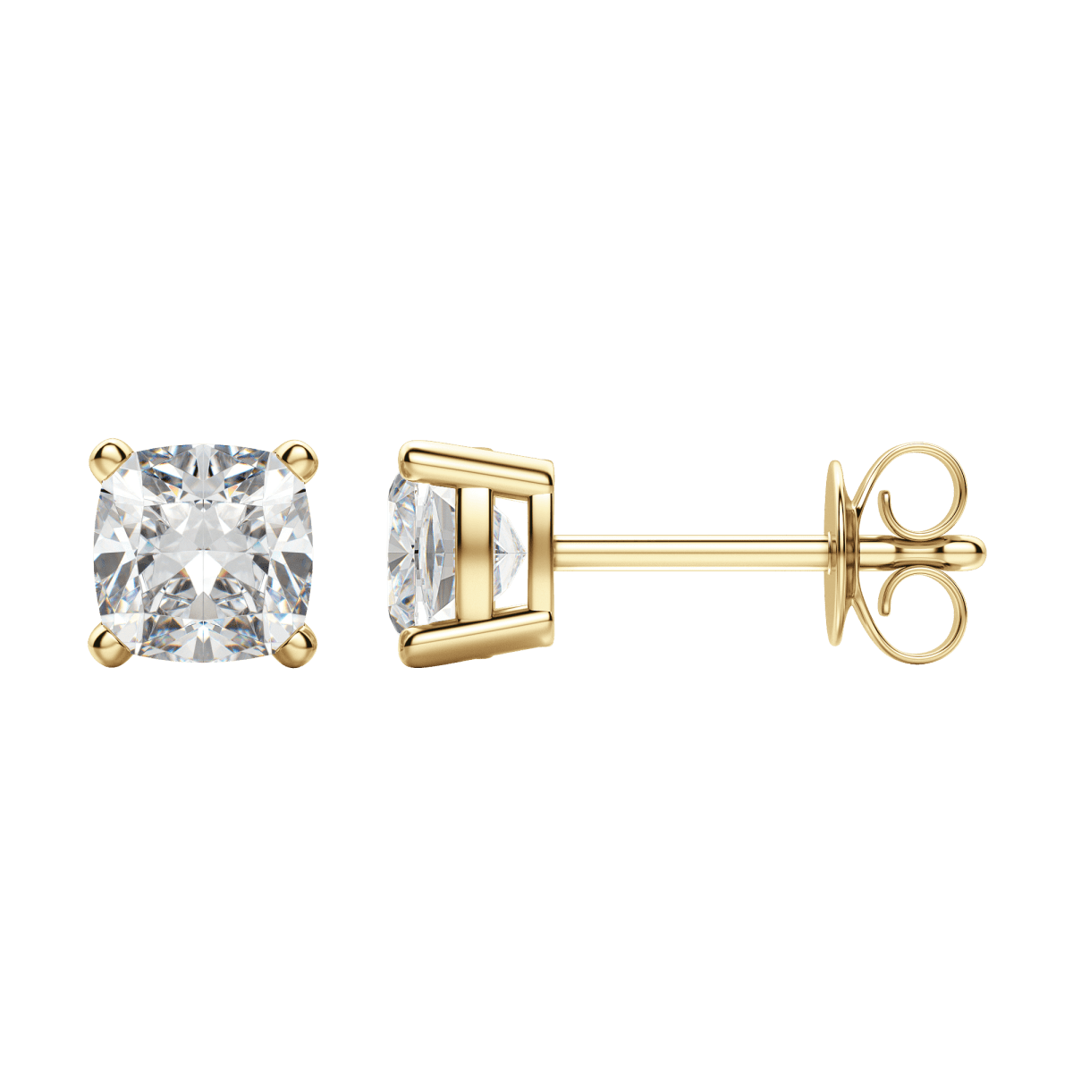 0.50 CT-2.0 CT Cushion Solitaire CVD F/VS Diamond Earrings