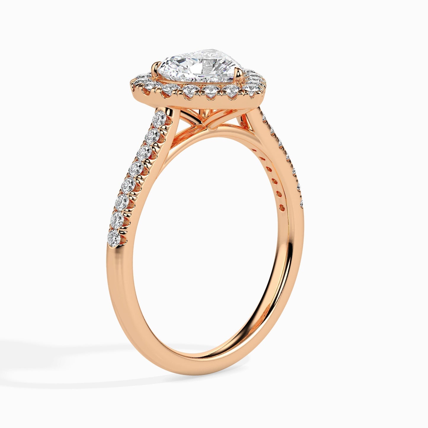 1ct Heart F- VS Diamond Halo & Pave Engagement Ring