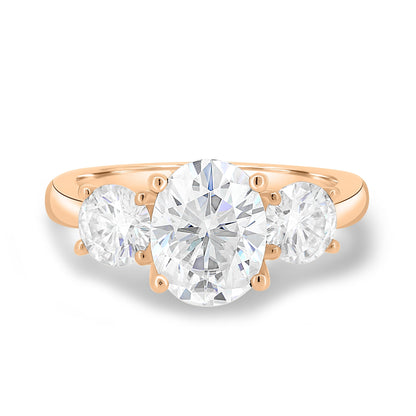 1.68 CT Oval Three Stone CVD F/VS2 Diamond Engagement Ring