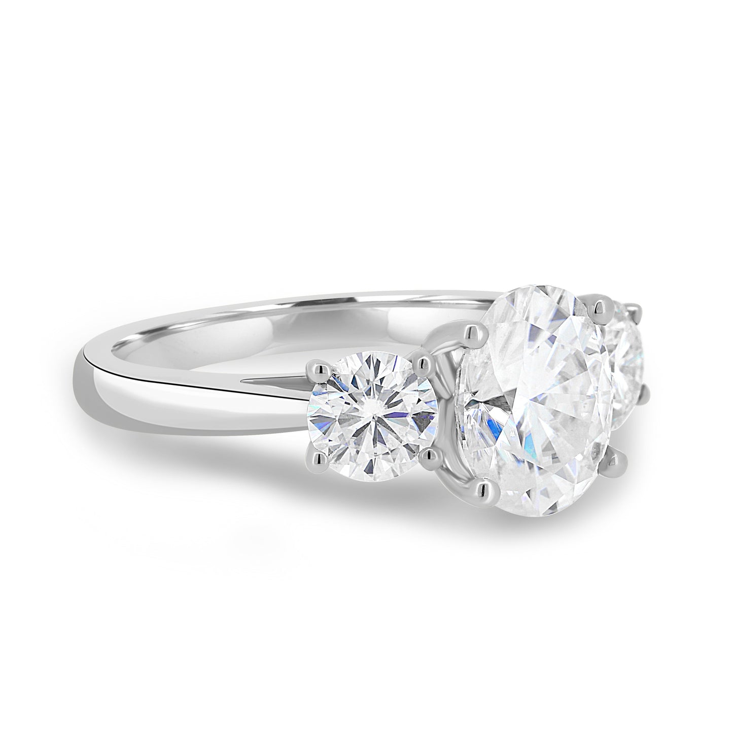 1.68 CT Oval Three Stone CVD F/VS2 Diamond Engagement Ring