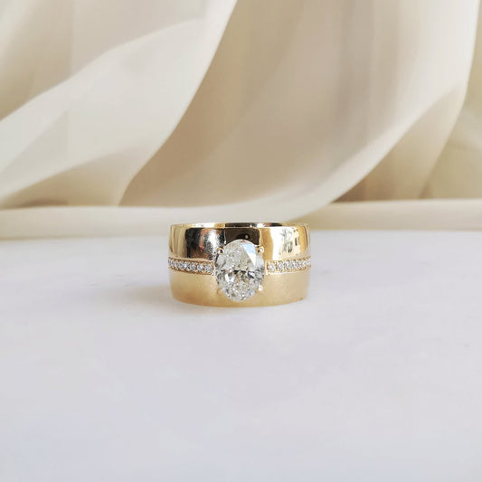 1.36 CT Oval & Round Unique CVD EF/VS Diamond Wedding Band