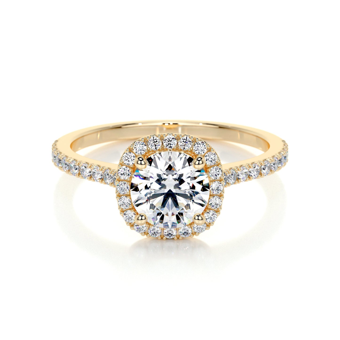 1.0 CT Round Halo CVD E/VS2 Diamond Engagement Ring