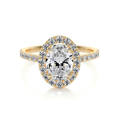 1.0 CT Oval Halo CVD F/VS2 Diamond Engagement Ring