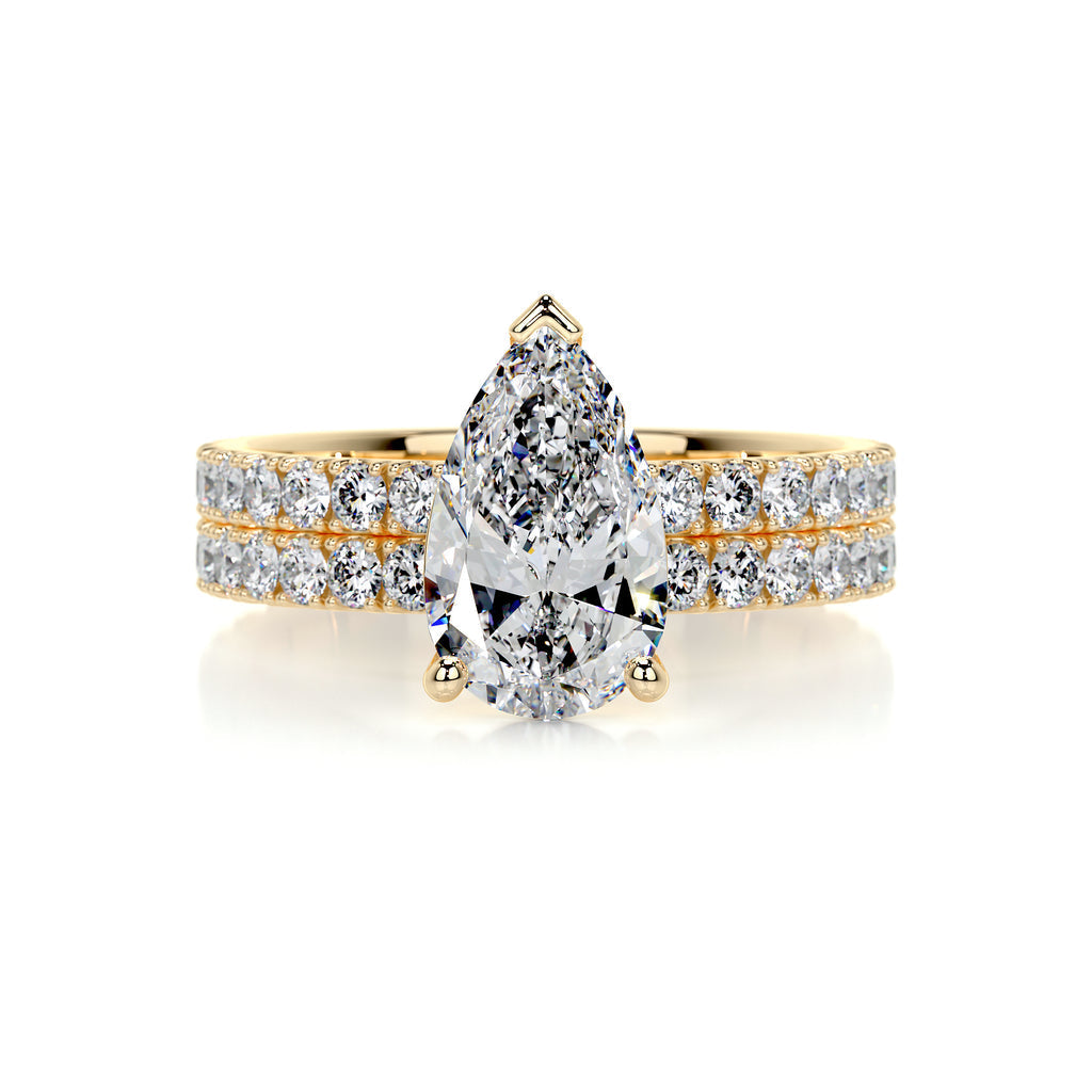 2.0 CT Pear Solitaire CVD F/VS Diamond Bridal Set