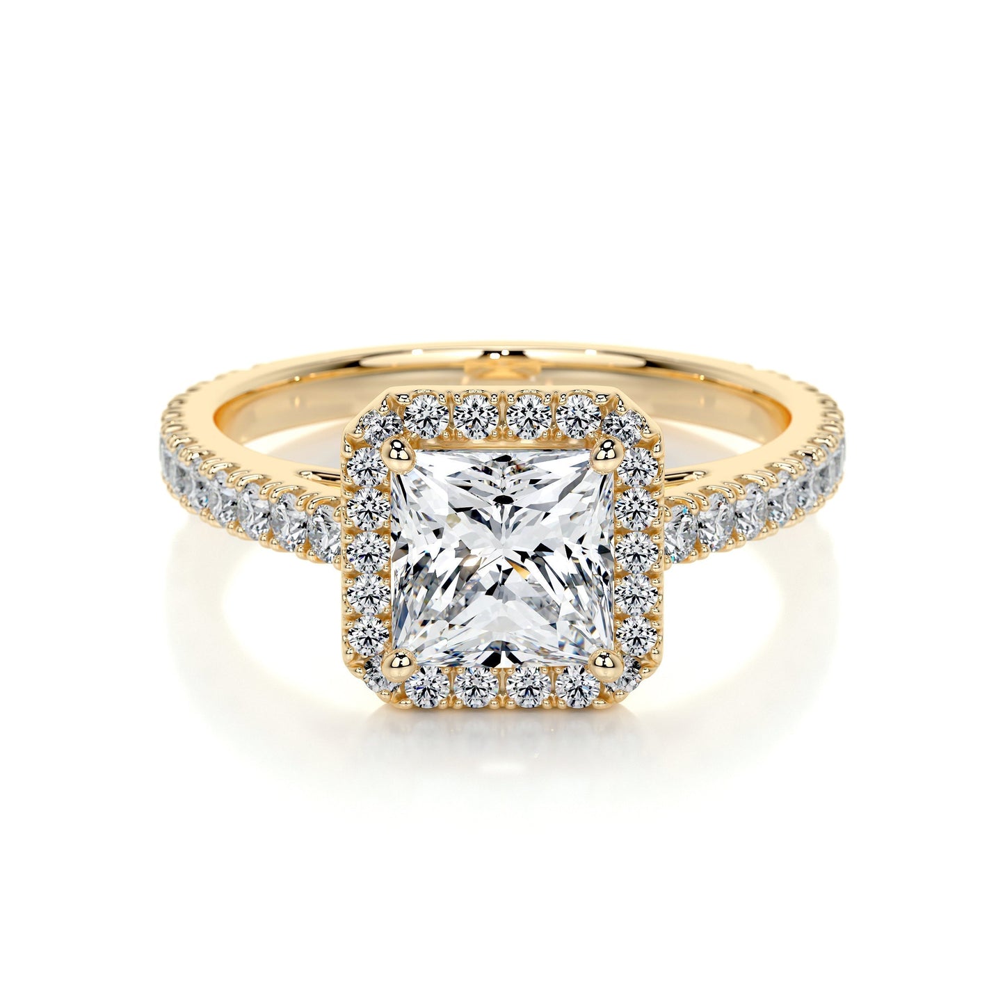 1.20 CT Princess Halo CVD E/VS2 Diamond Engagement Ring