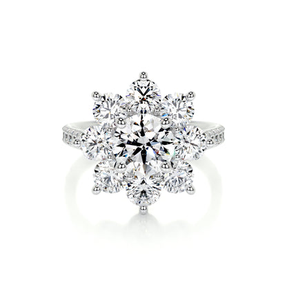 0.80 CT Round Floral Halo CVD H/SI1 Diamond Engagement Ring