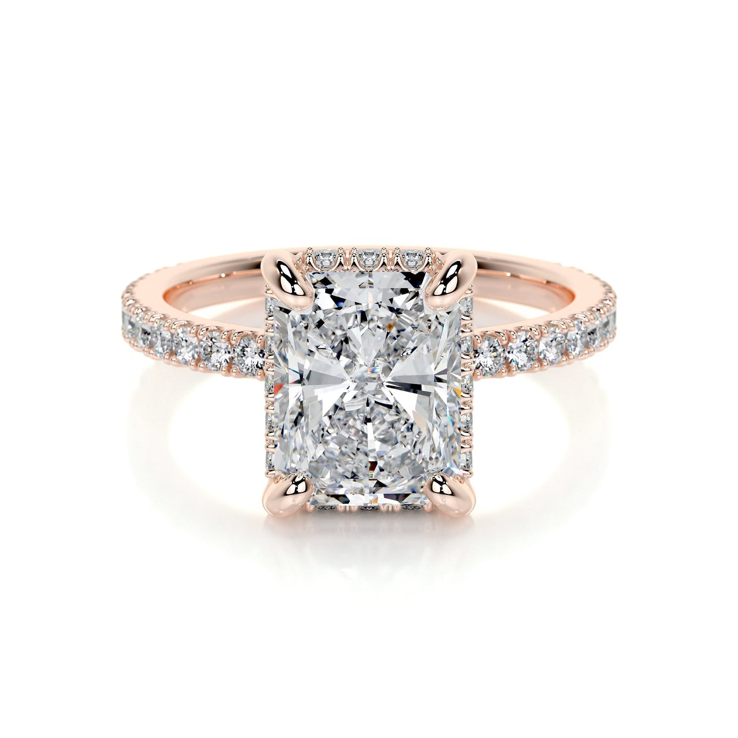 2.0 CT Radiant Hidden Halo CVD E/VS2 Diamond Engagement Ring