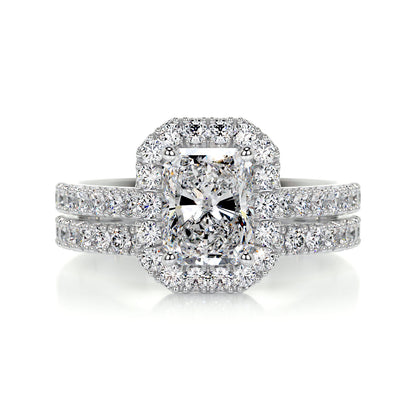 1.50 CT Radiant Halo CVD F/VS Diamond Bridal Ring Set