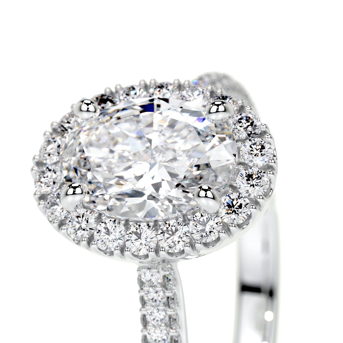 1.50 CT Oval Halo CVD F/VS2 Diamond Engagement Ring