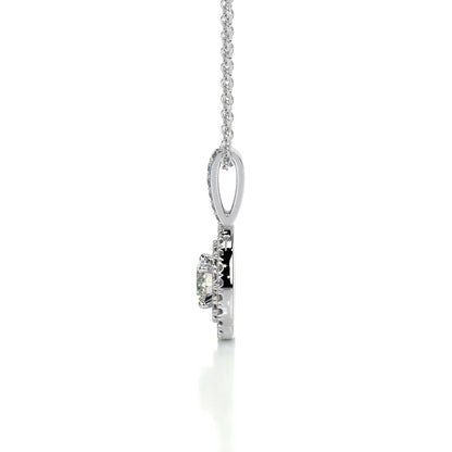 0.50 CT Round Double Halo CVD F/VS Diamond Necklace