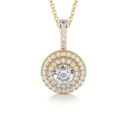 0.50 CT Round Double Halo CVD F/VS Diamond Necklace