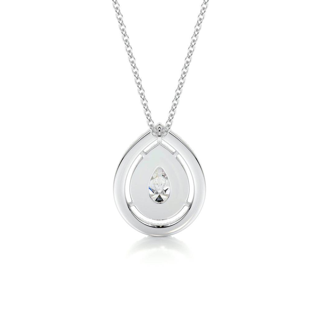 1.0 CT Pear Double Halo CVD F/VS Diamond Necklace