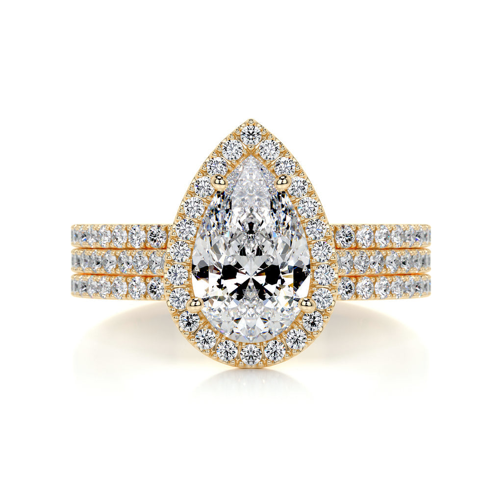 2.0 CT Pear Halo CVD F/VS Diamond Bridal Set