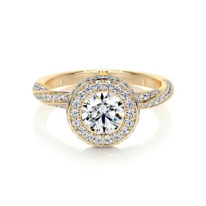 1.0 CT Round Halo CVD E/VS1 Diamond Engagement Ring