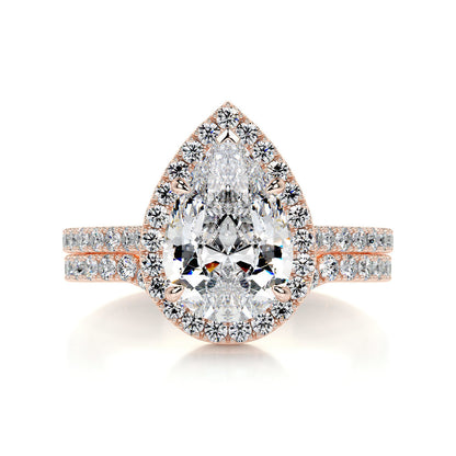 2.0 CT Pear Halo CVD F/VS  Diamond Bridal Set