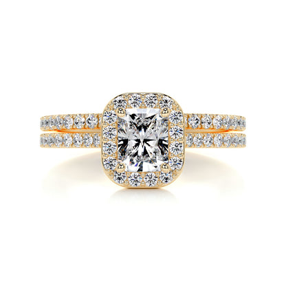 1.0 CT Radiant Halo CVD F/VS Diamond Bridal Ring Set