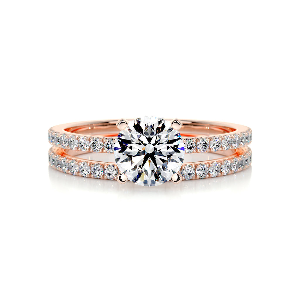 1.0 CT Round Solitaire CVD F/VVS2 Diamond Bridal Ring Set