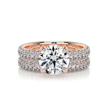 2.0 CT Round Solitaire CVD F/VS Diamond Bridal Set