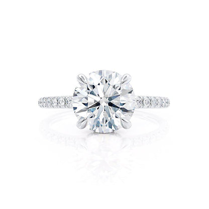 1.0 CT Round Hidden Halo CVD F/VS1 Diamond Engagement Ring