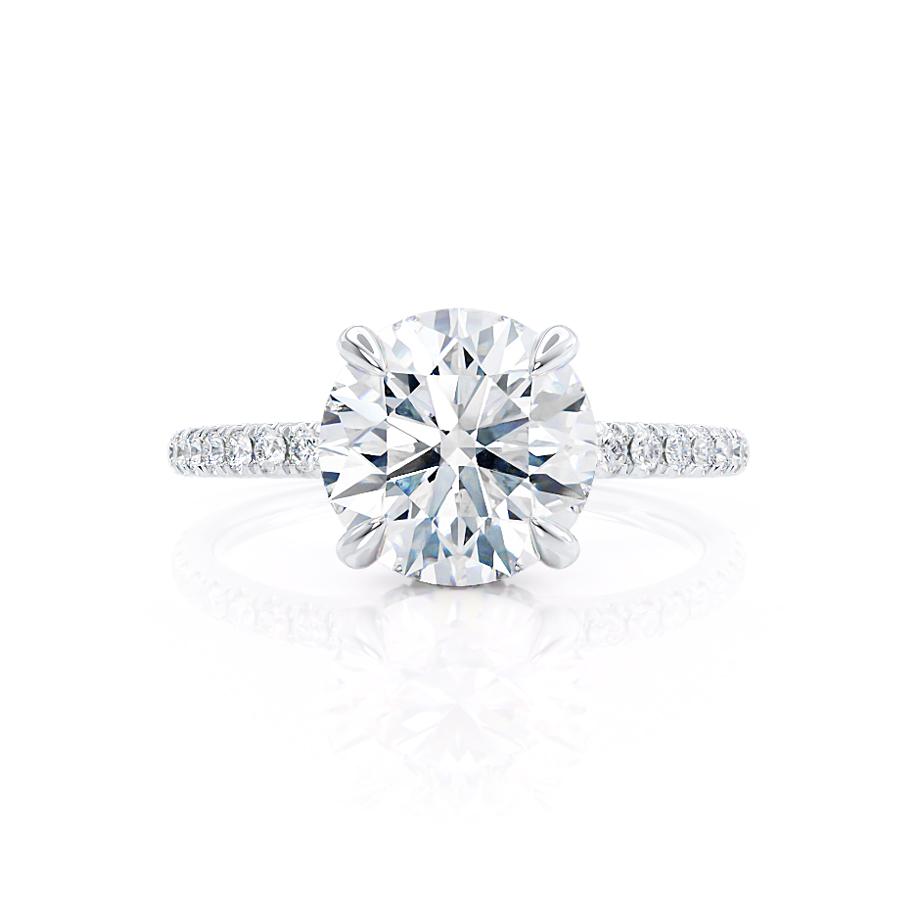 1.0 CT Round Hidden Halo CVD E/VVS2 Diamond Engagement Ring