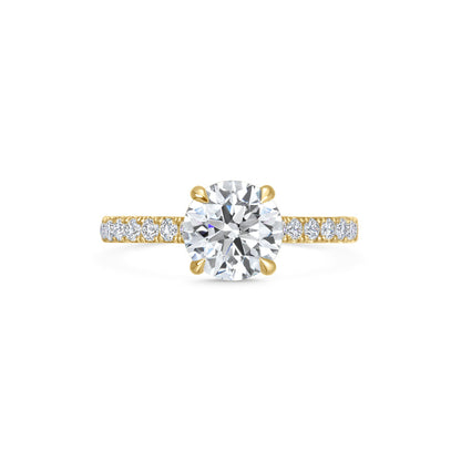 1.5 ct Round F- VVS1 Diamond Pave Moissanite Engagement Ring