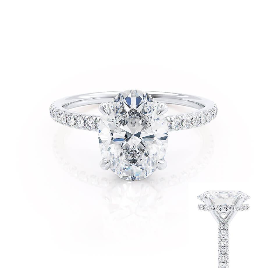 1.20 CT Oval Hidden Halo CVD F/VVS1 Diamond Engagement Ring