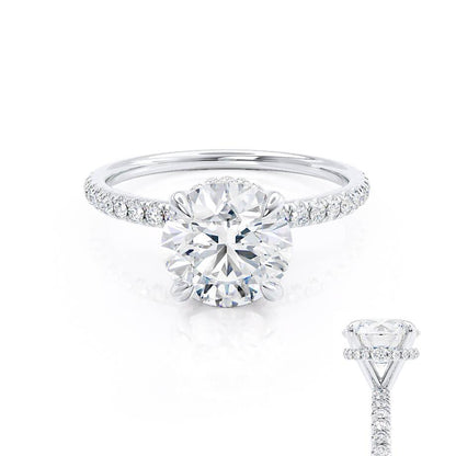 1.0 CT Round Hidden Halo CVD F/VS1 Diamond Engagement Ring