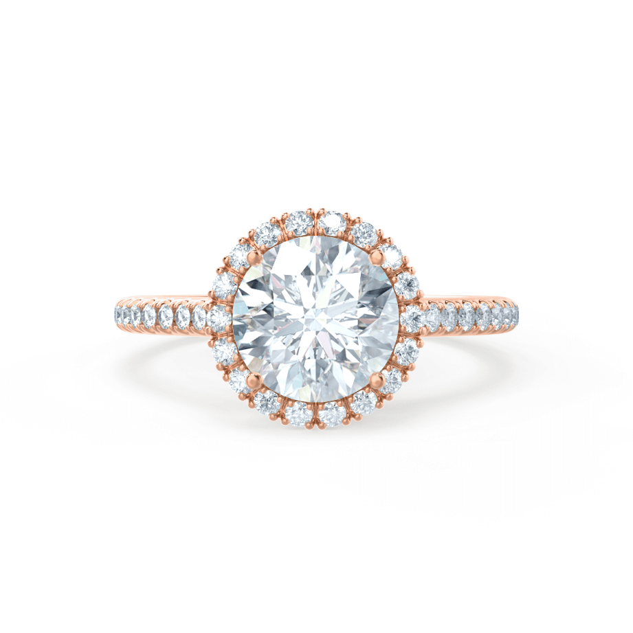 1.0 CT Round Halo CVD E/VS2 Diamond Engagement Ring