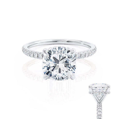 2.50 CT Cushion Hidden Halo CVD F/VVS1 Diamond Engagement Ring